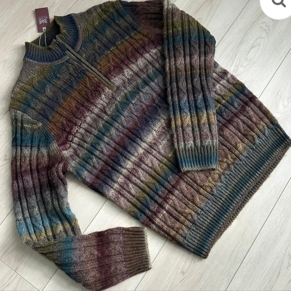 Hickey Freeman Multicolor Striped  Sweater Wool Size L NWOT